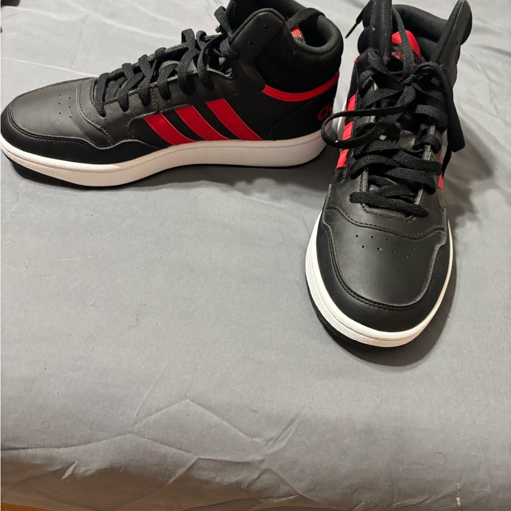 Adidas Men's Black Sneakers with Red Stripes